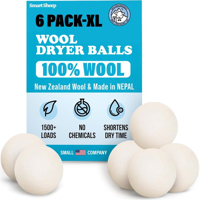 Smart Sheep Wool Dryer Balls, 6-Pack