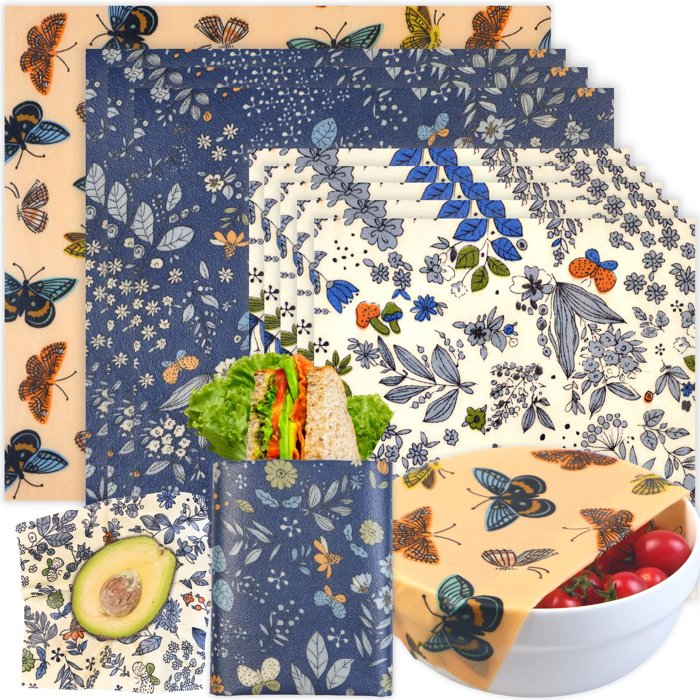Reusable Beeswax Food Wrap, 9-Pack