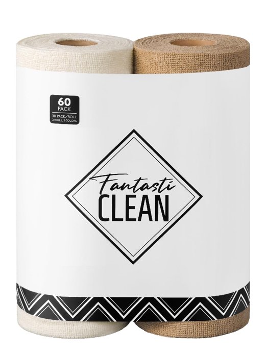 Fantasticlean Microfiber Cleaning Cloth Roll, 60 Sheets