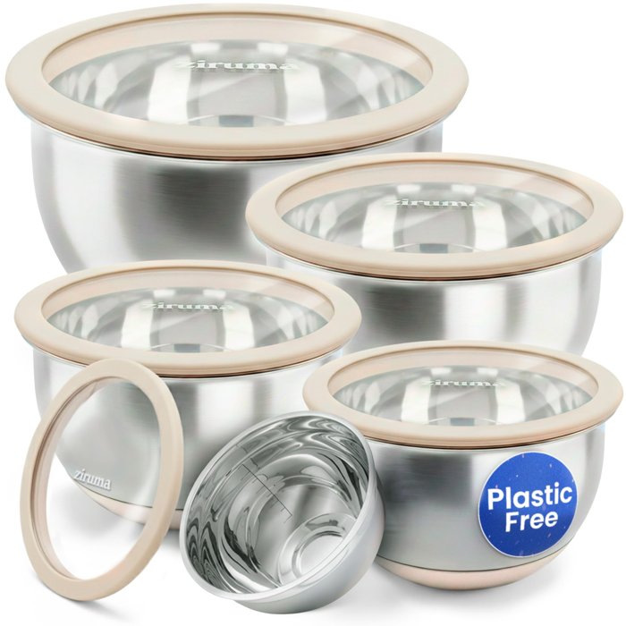 Non-Toxic Stainless Steel Mixing Bowls w/ Glass Lids