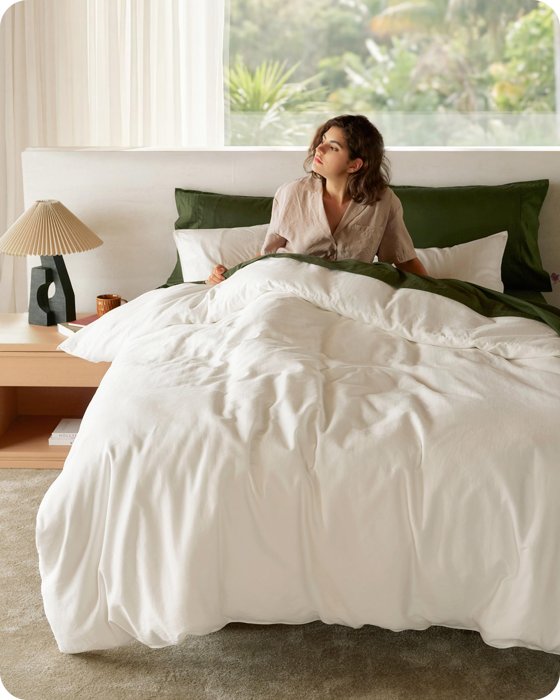 Bedsure PureWoven Organic Cotton Duvet Cover Set (Queen, Ivory)