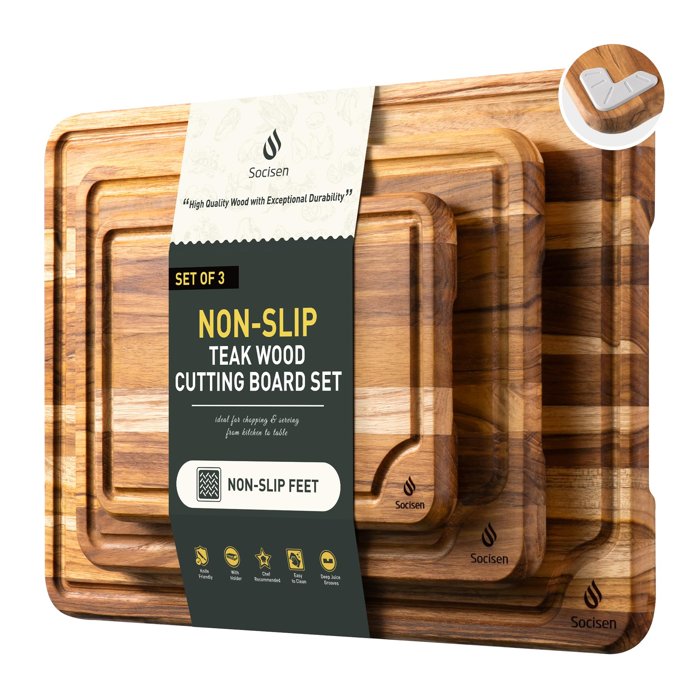 Teak Wood Cutting Boards, 3-Pack